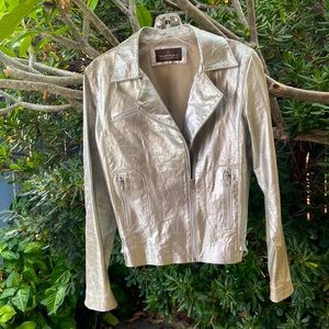 Silver genuine leather jacket, size S/M
